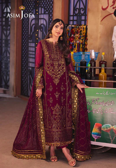 Asim Jofa | Chamkeeli | AJKK-18 EMBROIDERED CHIFFON 3 PCS