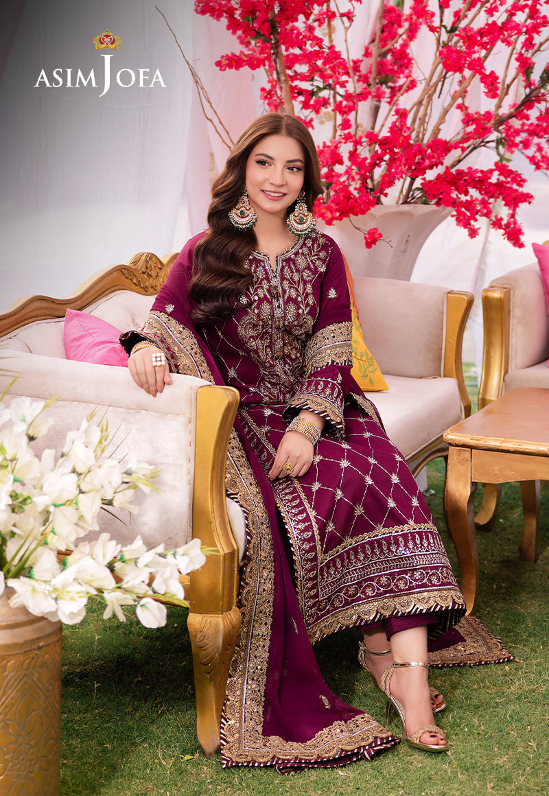 Asim Jofa | Jag Mag | AJMJ-03 EMBROIDERED NET 3 PCS